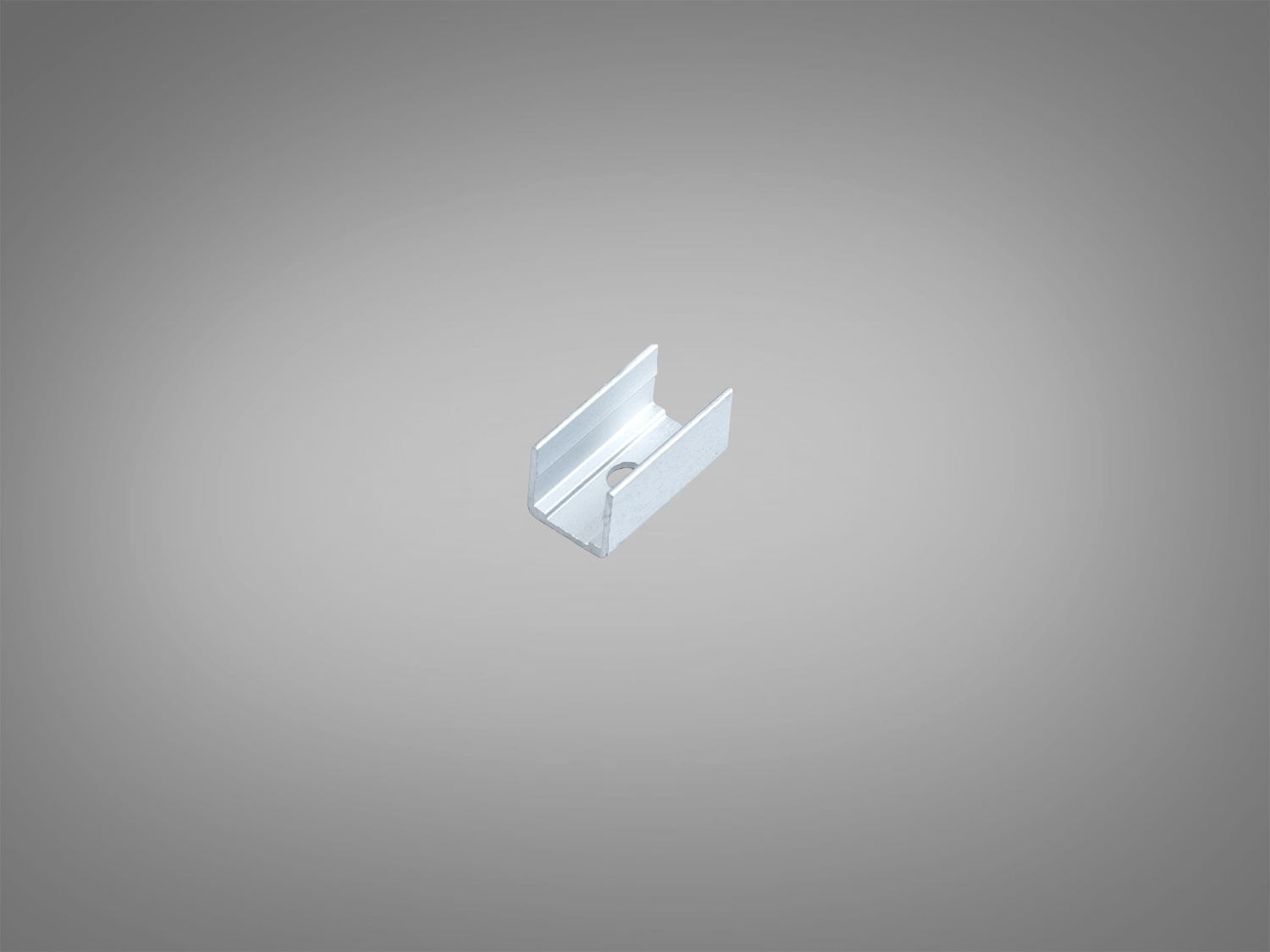 Металевий U-подібний кріпильний елемент для монтажу профілів, з отвором для гвинта, підходить для різних конструкцій.