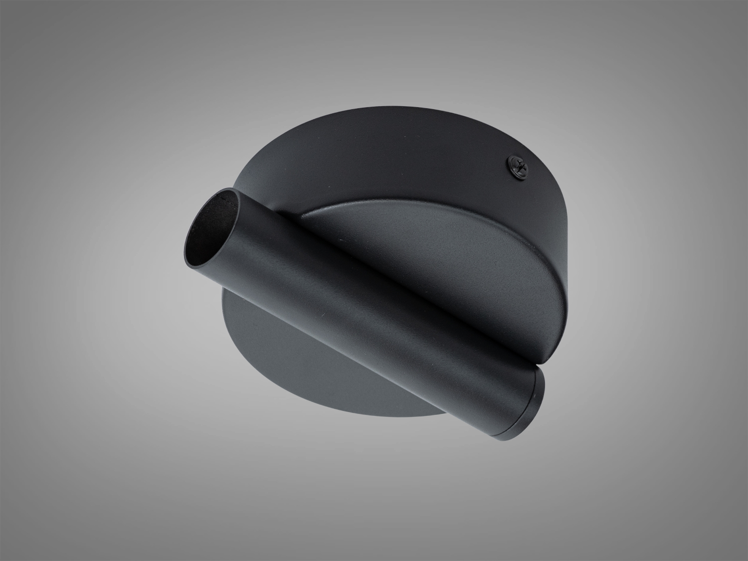 Чорний настінний світильник з циліндричним корпусом, призначений для точкового освітлення, підходить для сучасних інтер′єрів.