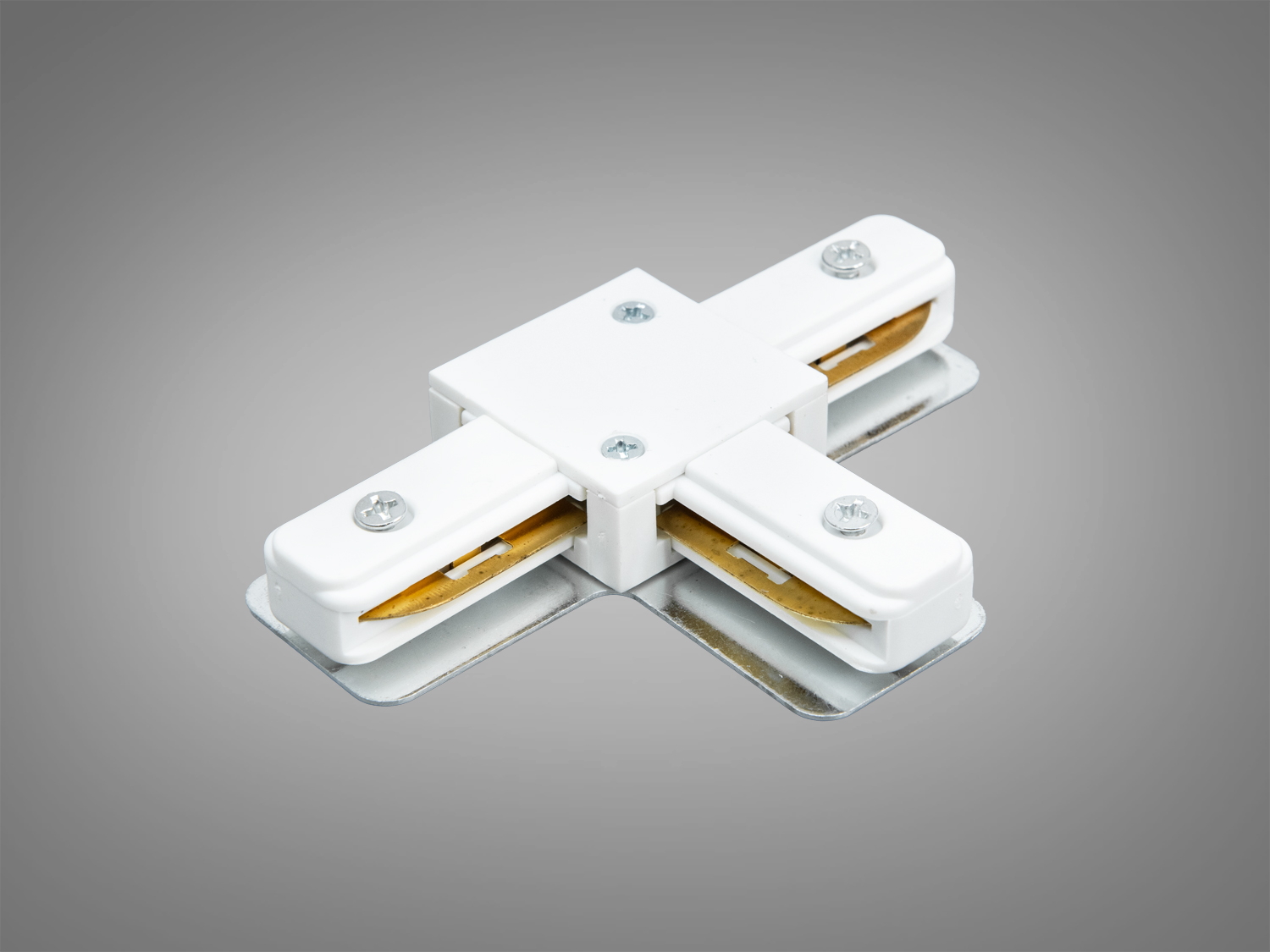 Компактний Т-подібний з′єднувач для трекових систем, поєднує метал і пластик, підходить для створення складних освітлювальних конфігурацій.