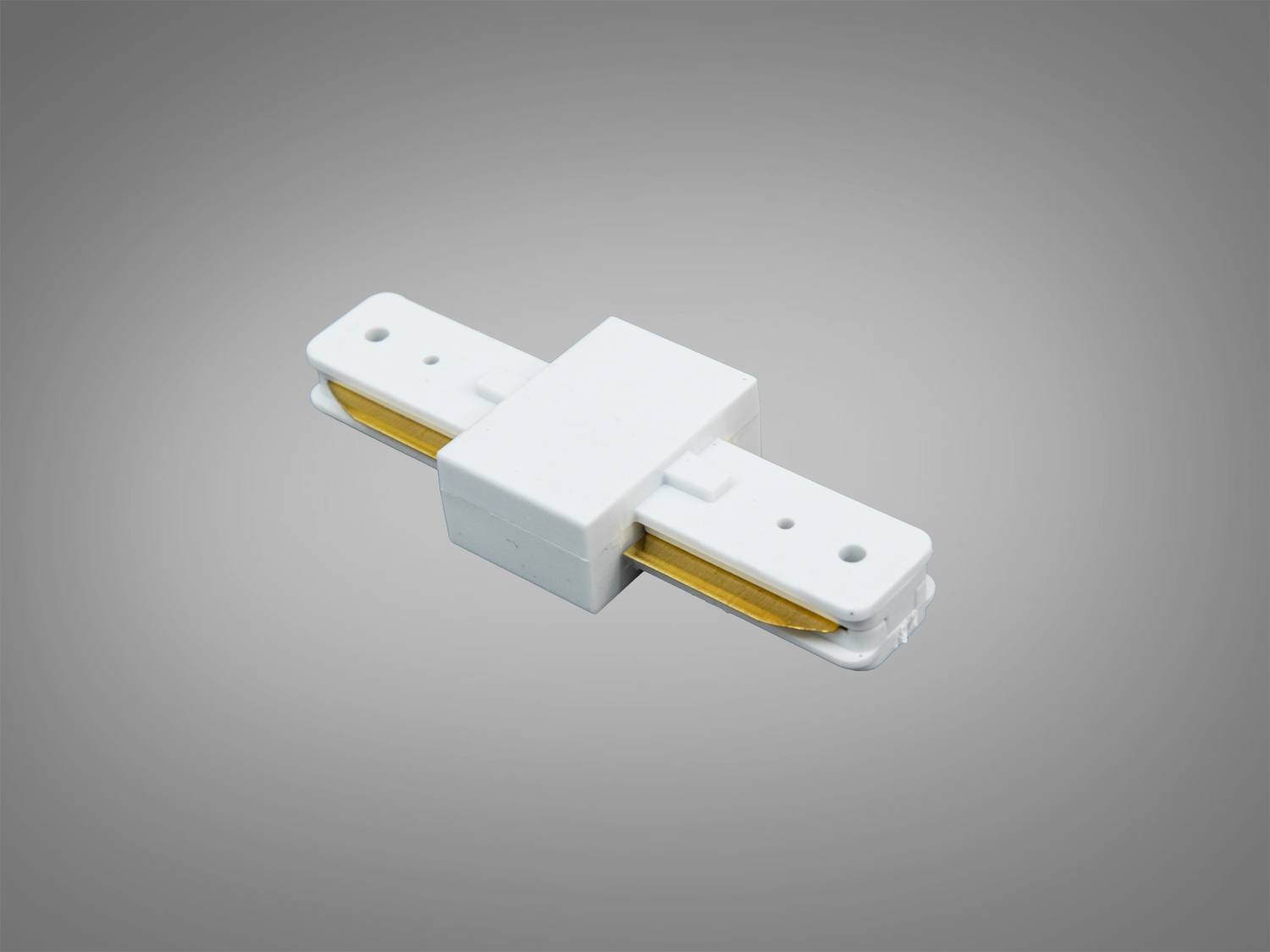 Білий з’єднувач I для треку серії 1003 на 220 В. Прямий конектор для акуратного подовження шинопроводу та надійного електричного контакту.