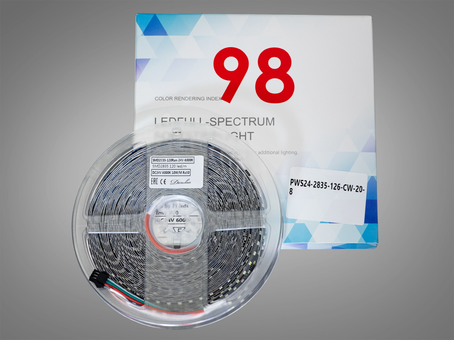 Адресна LED стрічка 24В, 126 діодів на метр, 8мм, холодний