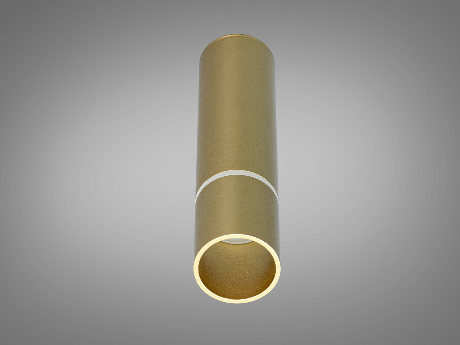 Металевий циліндричний світильник з відкритим кінцем, підвісний монтаж, для сучасних інтер′єрів.