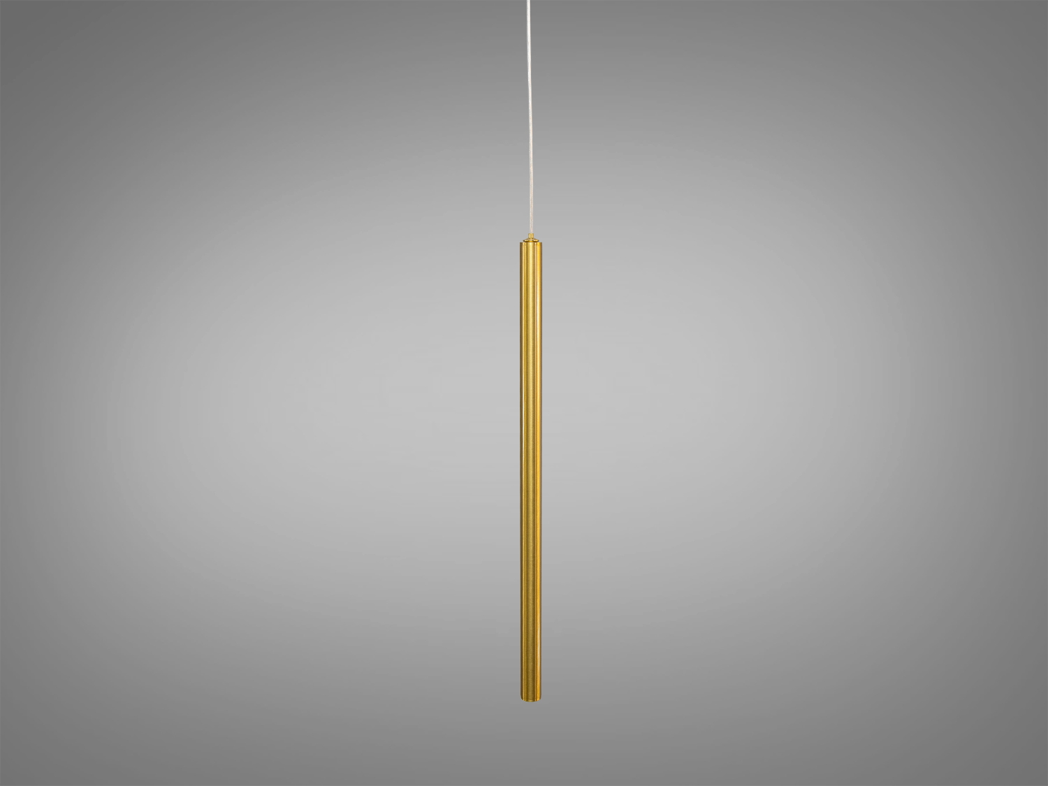 Світильник підвісний з металу, циліндрична форма, золотистий відтінок, ідеальний для мінімалістичних просторів.