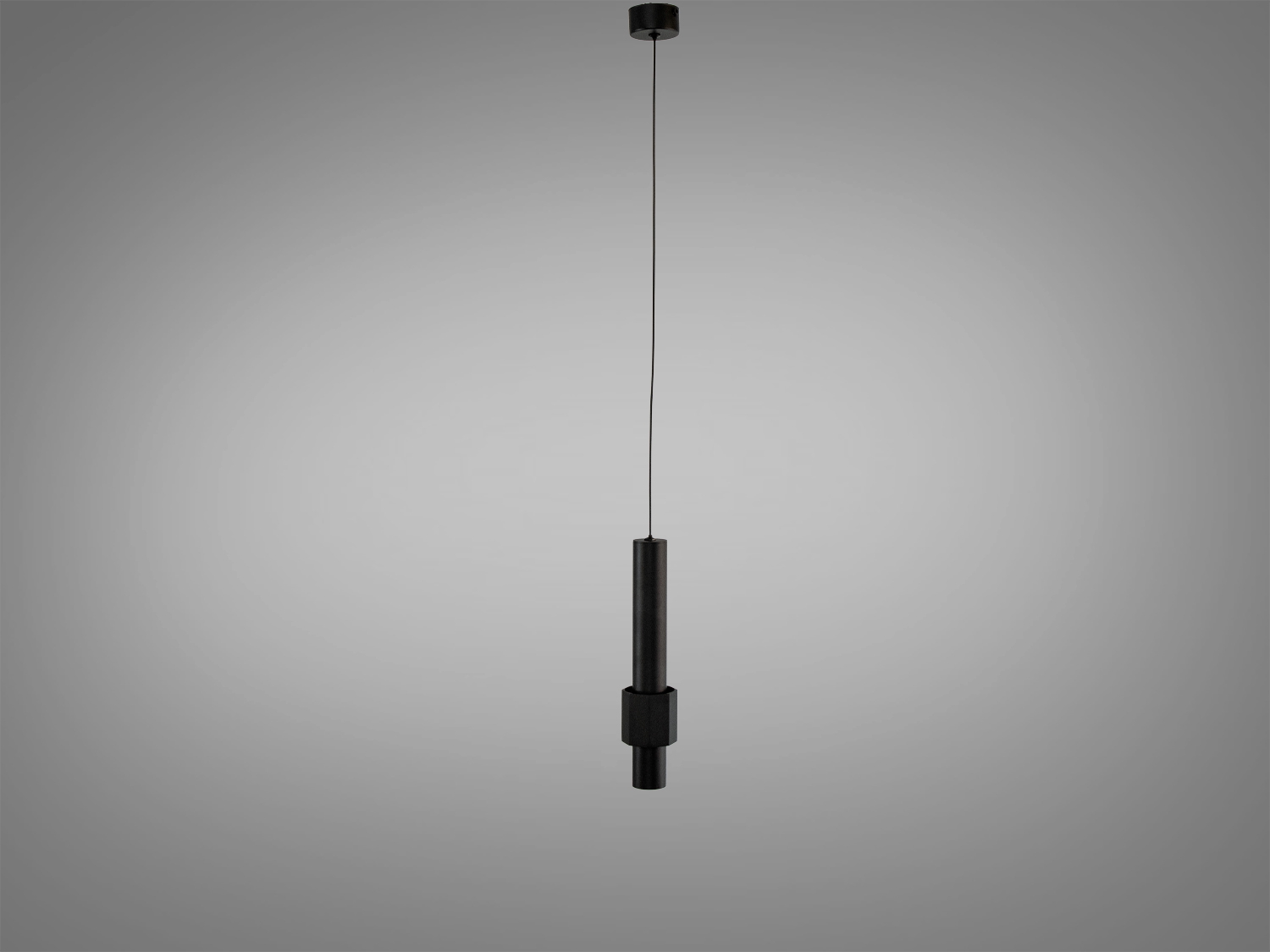 Чорний LED підвіс 7 Вт з акриловим розсіювачем. Циліндрична форма, спрямоване світло для акцентів та зонування кухні, вітальні, спальні.