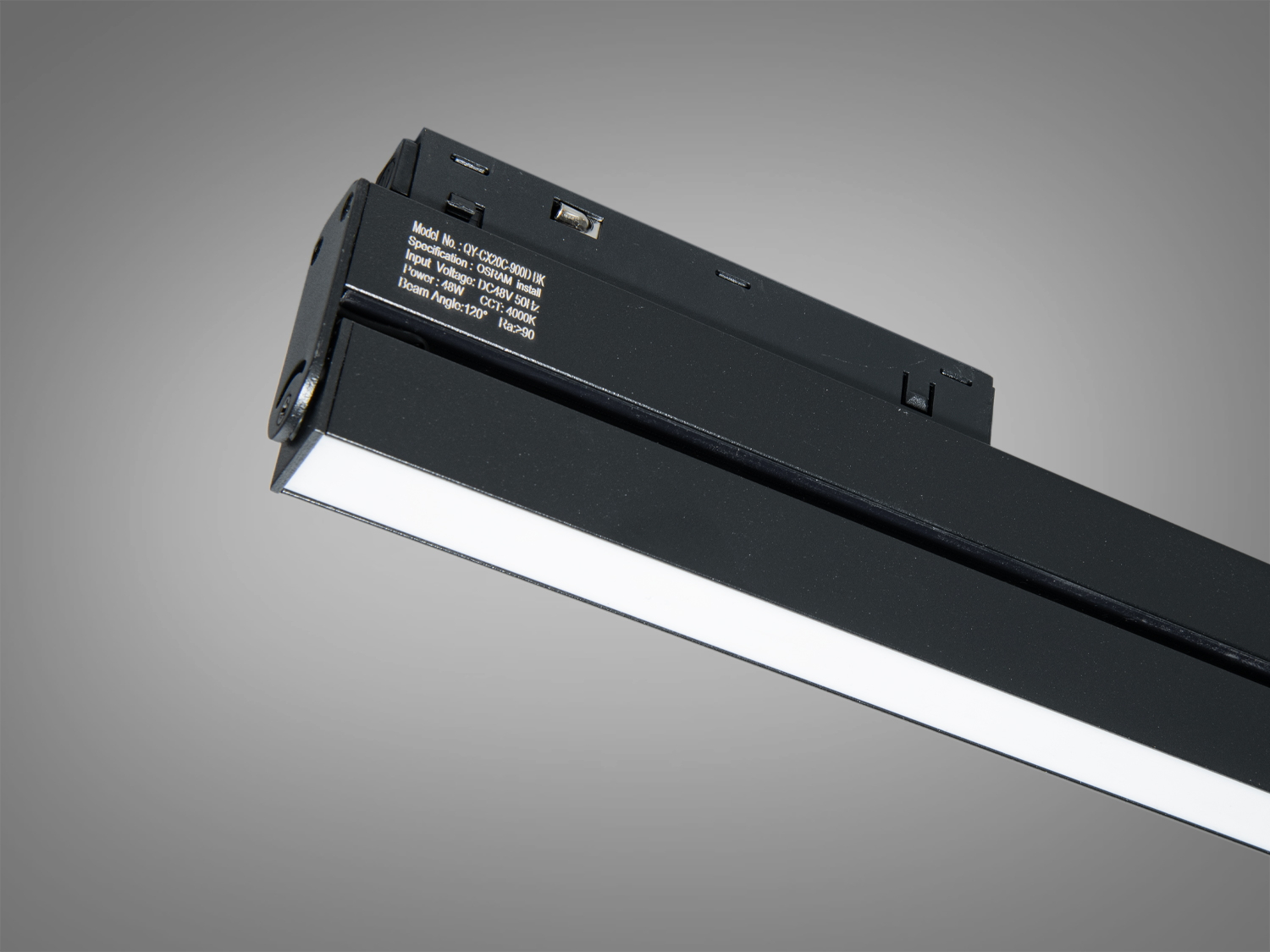 Лінійний поворотний трековий led світильник магнітний, 36Вт, чорний