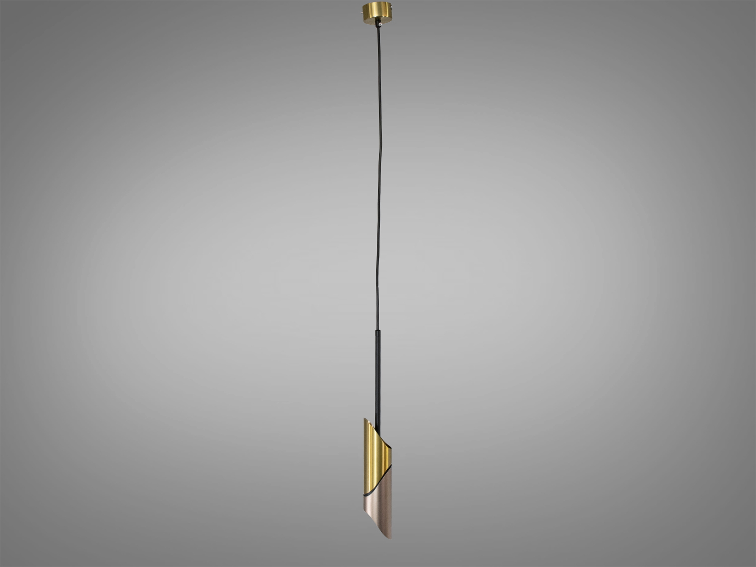 Лампа з довгим підвісом та металевим корпусом, що має витончений дизайн. Ідеальна для високих стель у мінімалістичному інтер′єрі.