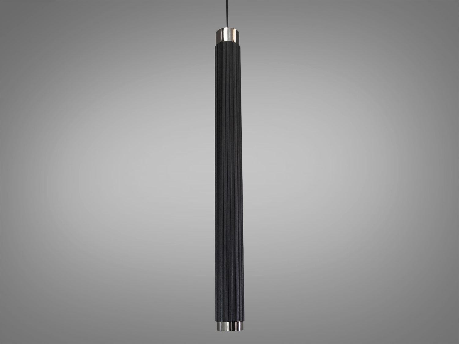 Підвісний світильник циліндричної форми з чорного металу, призначений для сучасного інтер′єру, ідеальний для акцентного освітлення.