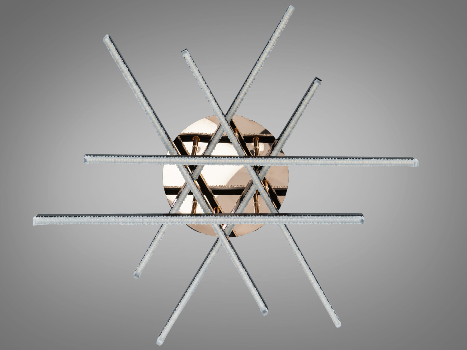 Настінний світильник без увімкненого світла, має геометричний дизайн з металевою основою. Підходить для мінімалістичного інтер′єру.