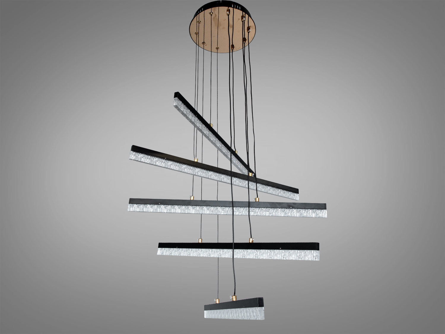 Підвісна LED люстра 5 ліній чорна 70 Вт з пультом