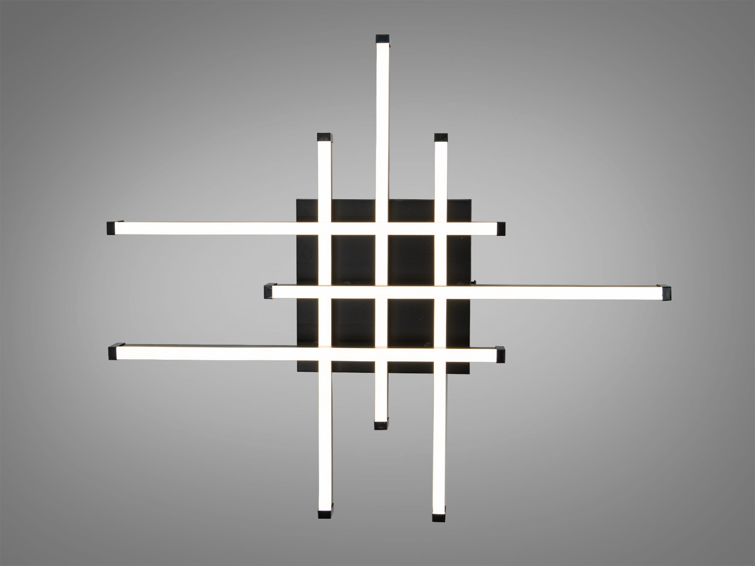 Сучасний світильник з перехресними світлодіодними смугами, що монтується на стелю. Ідеальний для мінімалістичного дизайну.