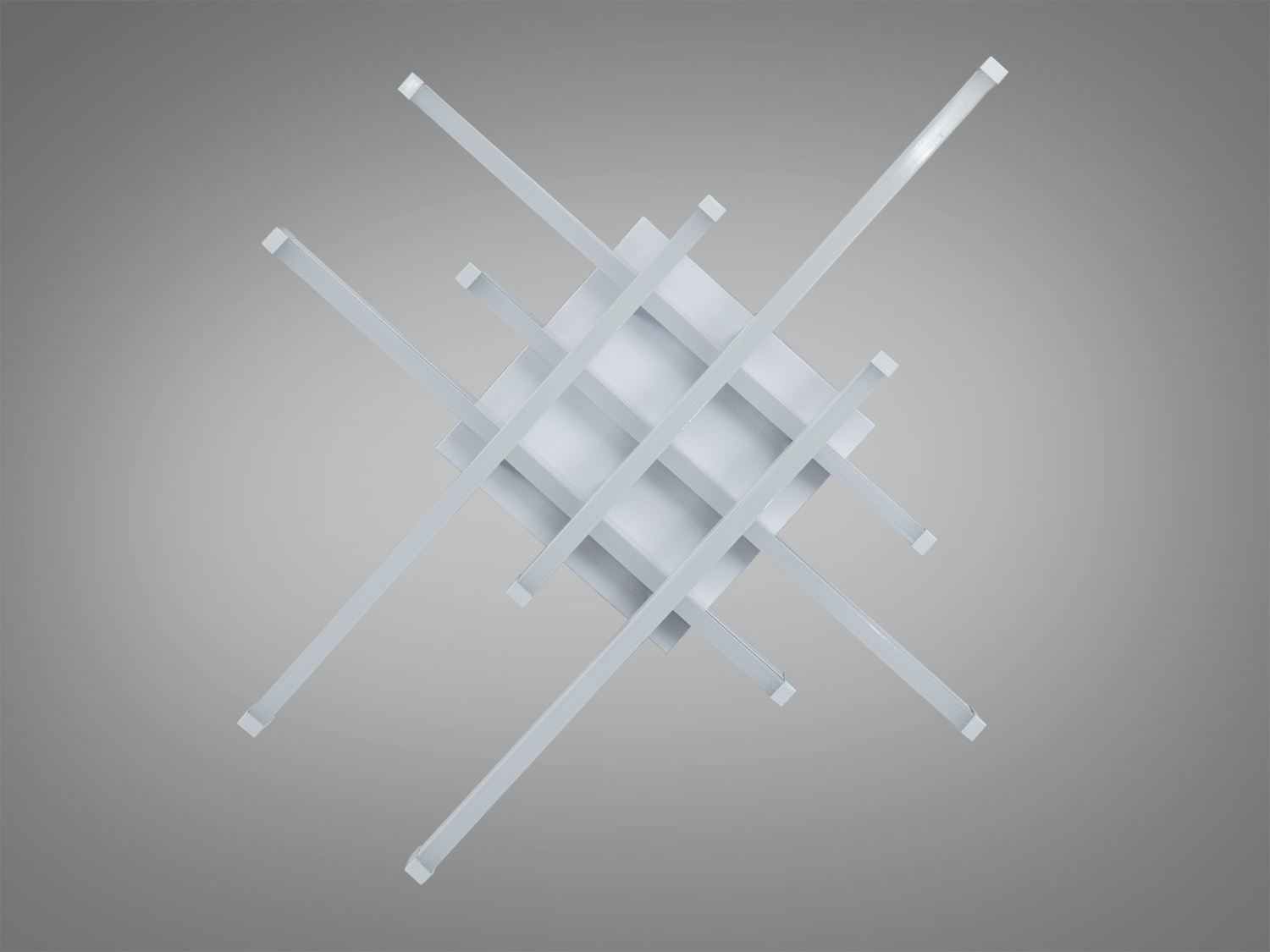 Мінімалістичний світильник з діагональними світлодіодними акриловими смугами, що додає стильного акценту. Підходить для вітальні.