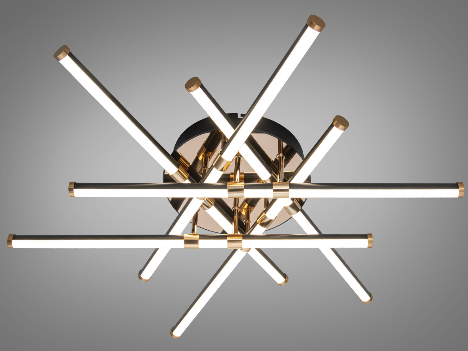 Світлодіодна стельова люстра Diasha, 80 Вт, чорна. До 14 м², без пульта, перехресні LED-планки та акриловий розсіювач для рівномірного світла.