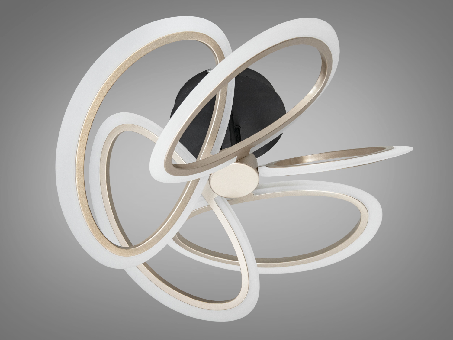 Світлодіодна стельова люстра Diasha WG5144-5, 72W, шампань. Пульт, димер, CCT 3200–6000K, акриловий розсіювач, низький профіль для сучасних інтерʼєрів.