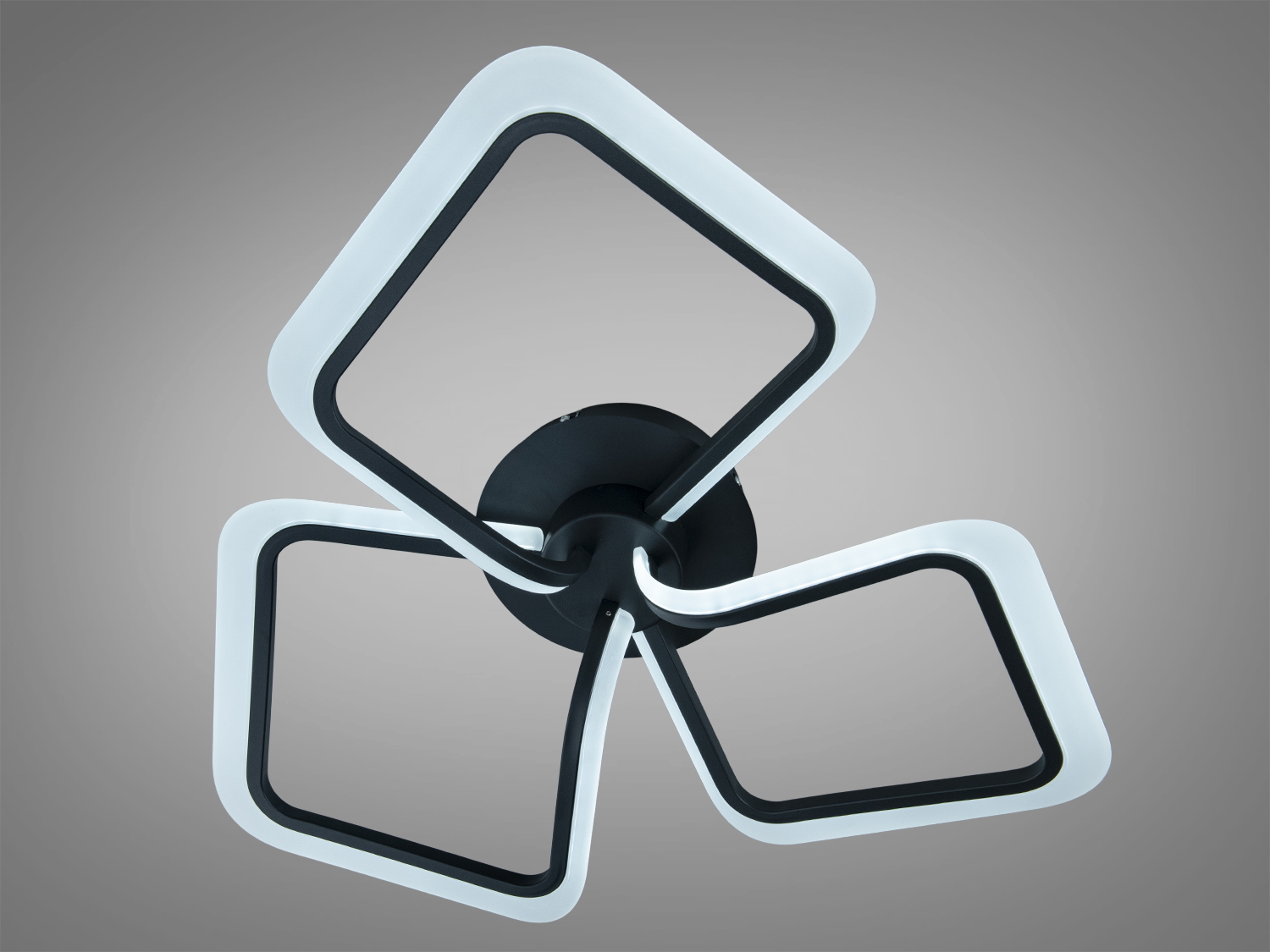 Світлодіодна стельова люстра Diasha WG5146-3BK, 50 Вт, чорна. Без пульта, керування вимикачем. Підходить для 8–10 м² і сучасних інтер’єрів.