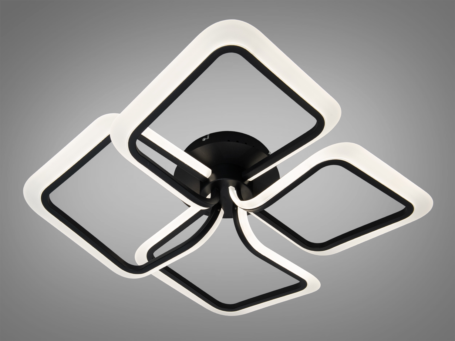 Світлодіодна стельова люстра Diasha WG5146, 65 Вт, чорна. Для 11–13 м², настінне керування без пульта, сучасний геометричний дизайн.